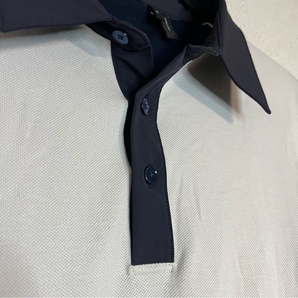 Theory Shirt Men Collared Short Sleeves Gray/Navy Size XL Pima Cotton Blend - Picture 3 of 5